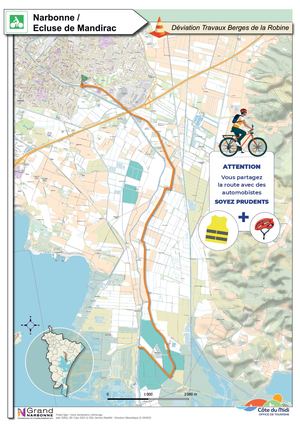 Deviation vélo Narbonne Mandirac
