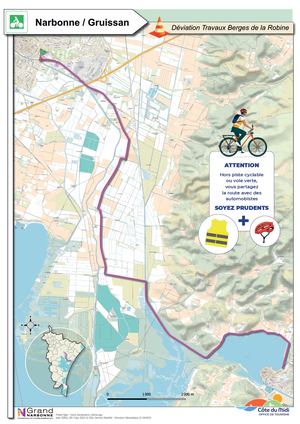 Deviation vélo Narbonne Gruissan