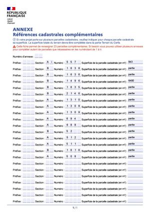 Calam o Annexe Cerfa Ref Cadastrales