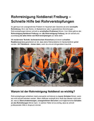 Rohrreinigung Notdienst Freiburg – Schnelle Hilfe Bei Rohrverstopfungen
