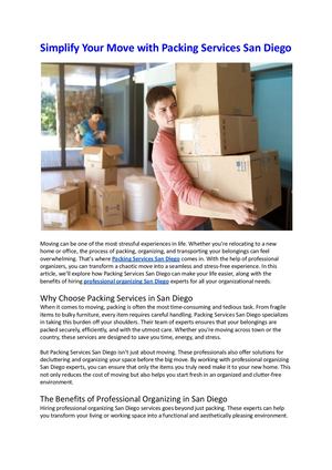 Simplify Your Move With Packing Services San Diego