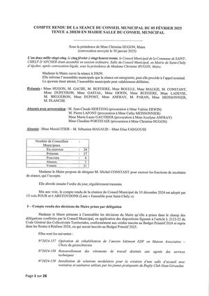 Compte Rendu De La Séance Du Conseil Municipal Du 05 Février 2025