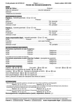 Documents Inscription École Rentrée 2025