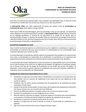 2025 03 21 - Surintendant Traitement Eaux