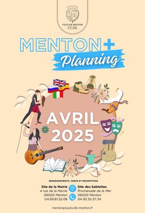Programme du Mois d'avril 2025 - Menton Plus