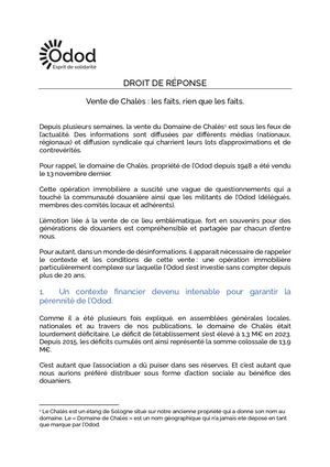 Vente de Chalès : les faits, rien que les faits.