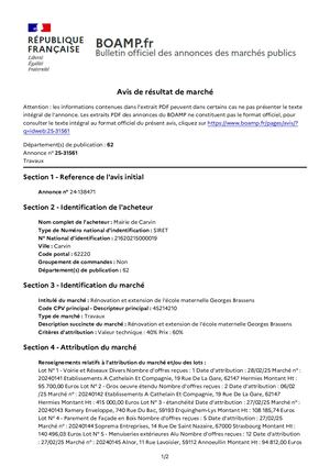 Avis d'attribution n°2024014