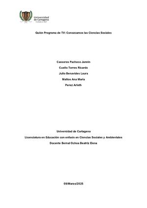 Guión Origen De Las Ciencias Sociales