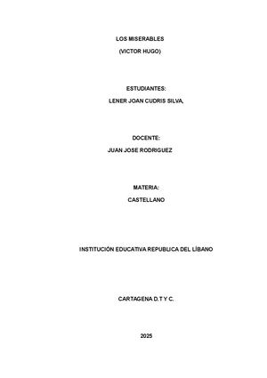 Informe Líterario De La Obra Los Miserables