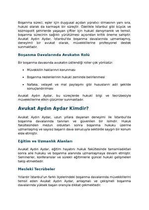 Avukat Aydın Aydar Boşanma Avukatı İStanbul