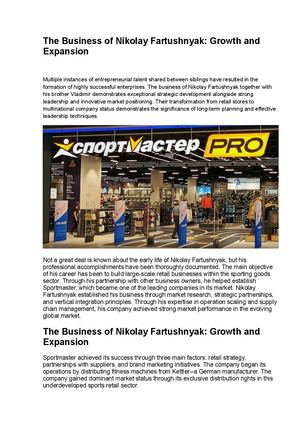 The Business Of Nikolay Fartushnyak: Growth And Expansion