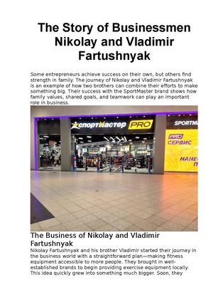 The Story Of Businessmen Nikolay And Vladimir Fartushnyak