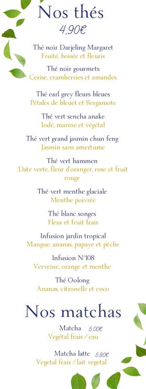 Carte salon de thé - Chartres