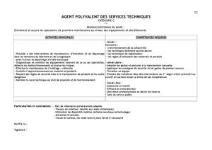 Offre d'emploi - Agent Polyvalent Des Services Techniques Bâtiments