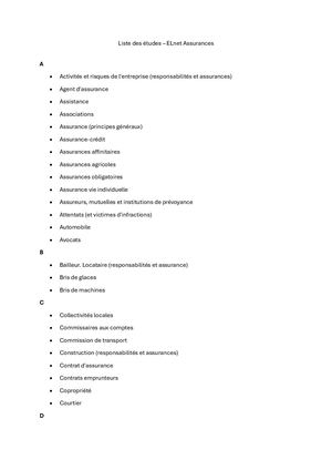 Liste des études ELnet Assurances
