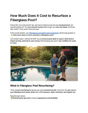 How Much Does It Cost To Resurface A Fiberglass Pool