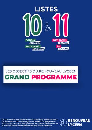 Listes 10 & 11 Grand Programme Renouveau Lycéen