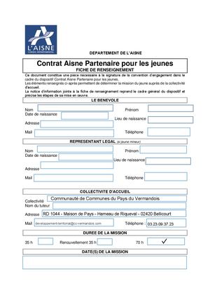 Fiche de renseignement Cap'Jeunes 2025