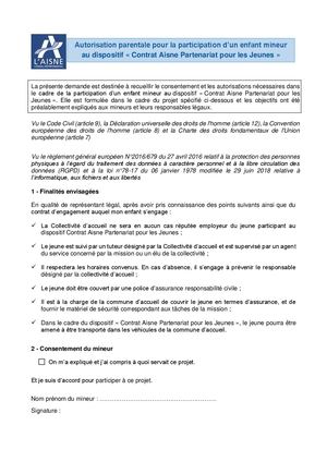 Autorisation parentale Cap'Jeunes 2025 (pour les mineurs)