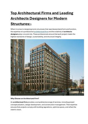 "Top Architectural Firms and Leading Architects Designers for Modern Structures"