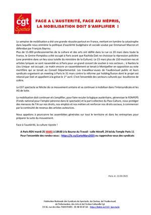 Cp Cgtspectacle Mobilisation Doit S'amplifier
