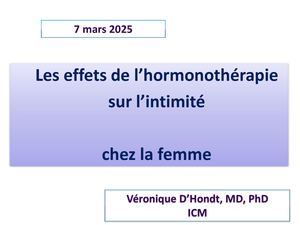 RR Oncosexo Ht Et Leurs Effets Sur L'intimité Oncosexo Véronique D'hondt