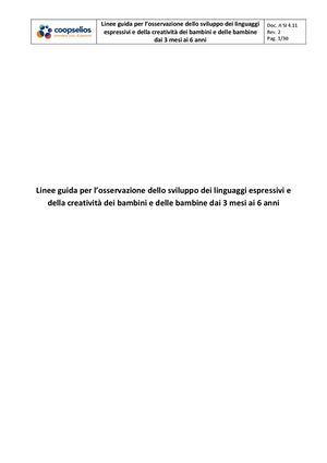 Linee Guida Per L'osservazione Dello Sviluppo Linguaggi Espressivi E Della Creatività