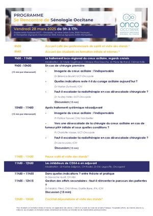 Programme Réunion Régionale Sénologie 2025