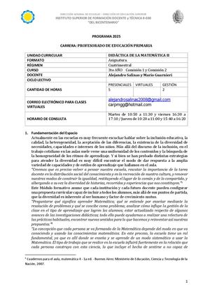 Programa Didáctica De La Matemática Ii 2025