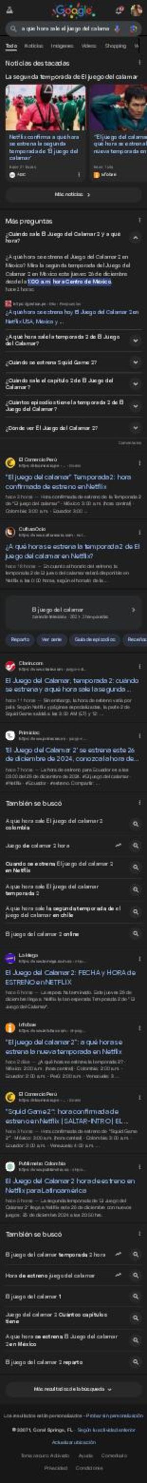 A Que Hora Sale El Juego Del Calamar 2 Buscar Con Google