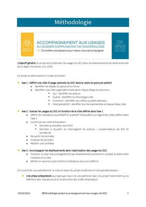 Méthodologie Projet Accompagnement aux usages du DCC