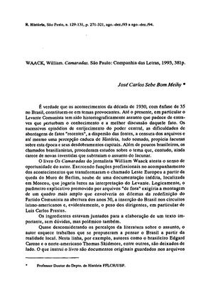 Camaradas Comentario * José Carlos Sebe Bom Meihy