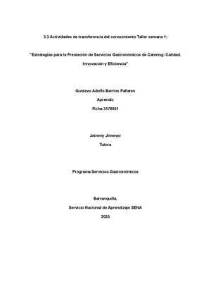 Estrategias Para La Prestación De Servicios Gastronómicos De Catering Calidad, Innovación Y Eficiencia