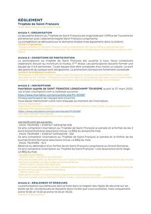 Règlement - Trophée de Saint François