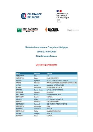 Liste des participants du 27 mars