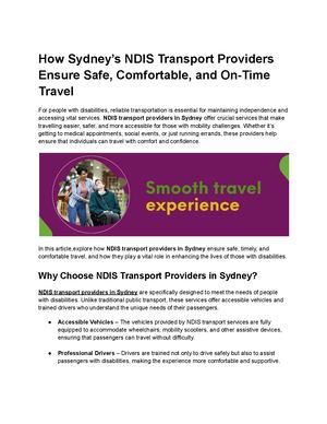 How Sydney’s Ndis Transport Providers Ensure Safe, Comfortable, And On Time Travel
