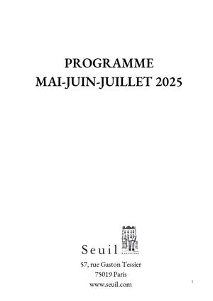 Programme Mai Juin Juillet 2025