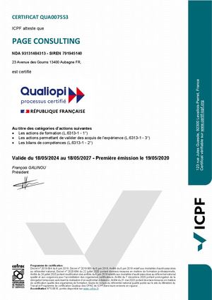 Certificat Qualiopi Page Consulting