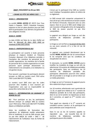 Reglement Mobil Acess « Grand Jeu Fête Des Mères 2025