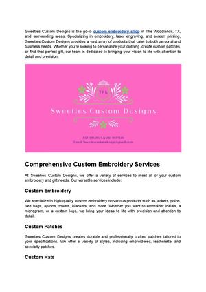 Sweeties Custom Designs - Custom Embroidery Shop in The Woodlands, TX
