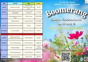 Bommerang vacances avril