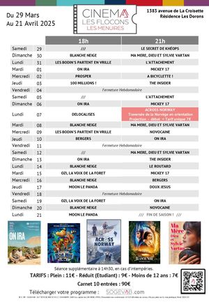 Programmes Cinémas Les Menuires