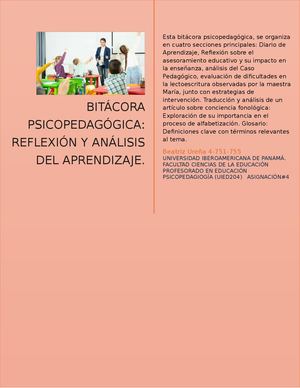 BITÁCORA PSICOPEDAGÓGICA: REFLEXIÓN Y ANÁLISIS DEL APRENDIZAJE.