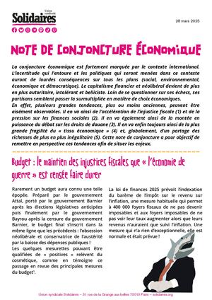 Calam o Note De Conjoncture conomique Mars 2025
