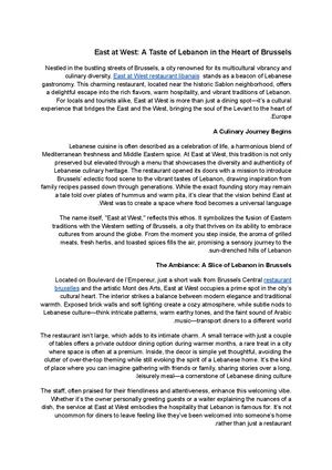 East At West A Taste Of Lebanon In The Heart Of Brussels