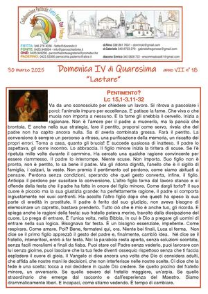 Avvisi Parrocchiali Dal 30 Marzo Al 6 Aprile 2025 - 4ª Domenica Di Quaresima 2025