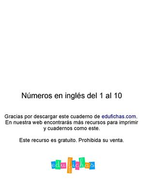 Edufichas Numeros Ingles