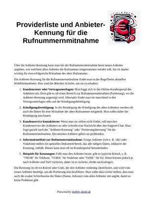 Rufnummernmitnahme Kennung