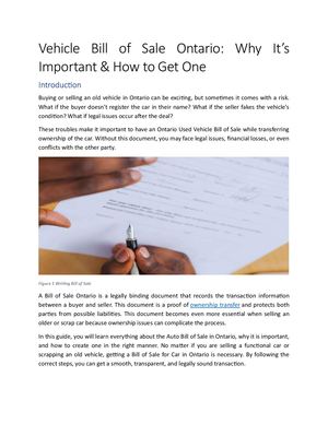 Vehicle Bill of Sale Ontario: Why It’s Important & How to Get One