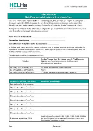 Déclaration Activités Antérieures - 2025 2026